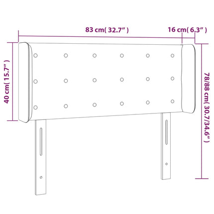 sengegavl med LED-lys 83x16x78/88 cm kunstlæder grå