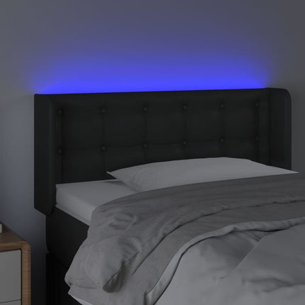 sengegavl med LED-lys 93x16x78/88 cm kunstlæder sort
