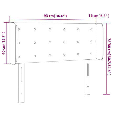 sengegavl med LED-lys 93x16x78/88 cm kunstlæder hvid