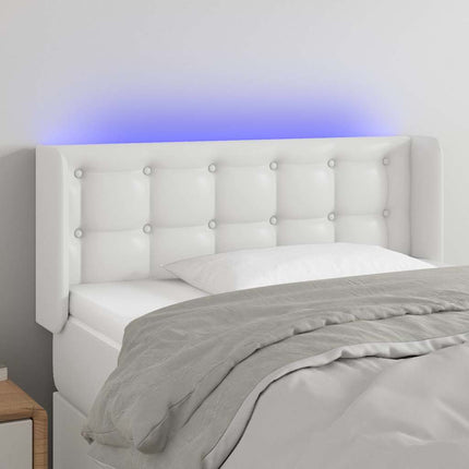 sengegavl med LED-lys 93x16x78/88 cm kunstlæder hvid