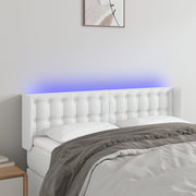 sengegavl med LED-lys 147x16x78/88 cm kunstlæder hvid