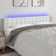 sengegavl med LED-lys 163x16x78/88 cm kunstlæder hvid