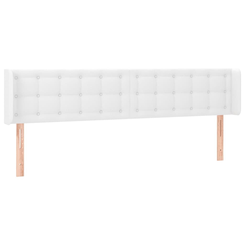 sengegavl med LED-lys 183x16x78/88 cm kunstlæder hvid