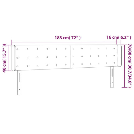 sengegavl med LED-lys 183x16x78/88cm kunstlæder cappuccino