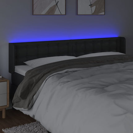 sengegavl med LED-lys 203x16x78/88 cm kunstlæder sort