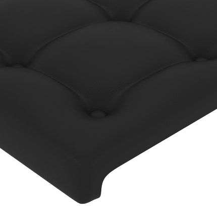 sengegavl med LED-lys 203x16x78/88 cm kunstlæder sort