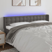 sengegavl med LED-lys 203x16x78/88 cm kunstlæder grå