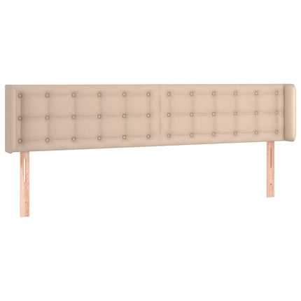 sengegavl med LED-lys 203x16x78/88cm kunstlæder cappuccino