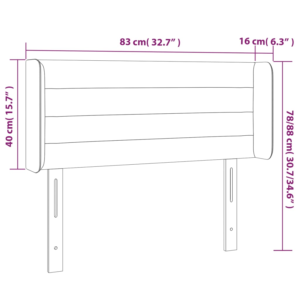 sengegavl med LED-lys 83x16x78/88 cm stof gråbrun