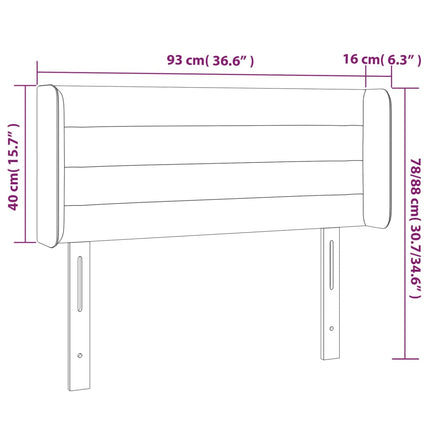 sengegavl med LED-lys 93x16x78/88 cm stof mørkebrun