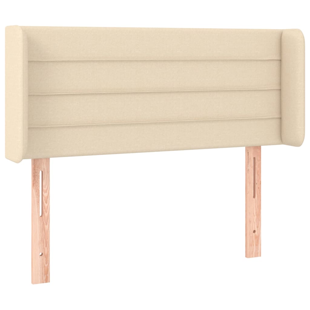 sengegavl med LED-lys 93x16x78/88 cm stof cremefarvet