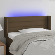 sengegavl med LED-lys 103x16x78/88 cm stof mørkebrun