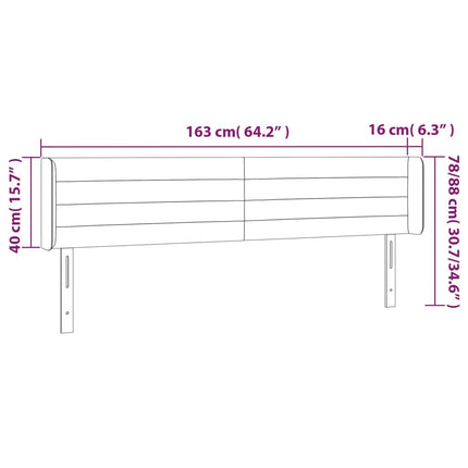 sengegavl med LED-lys 163x16x78/88 cm stof sort