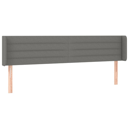 sengegavl med LED-lys 203x16x78/88 cm stof mørkegrå