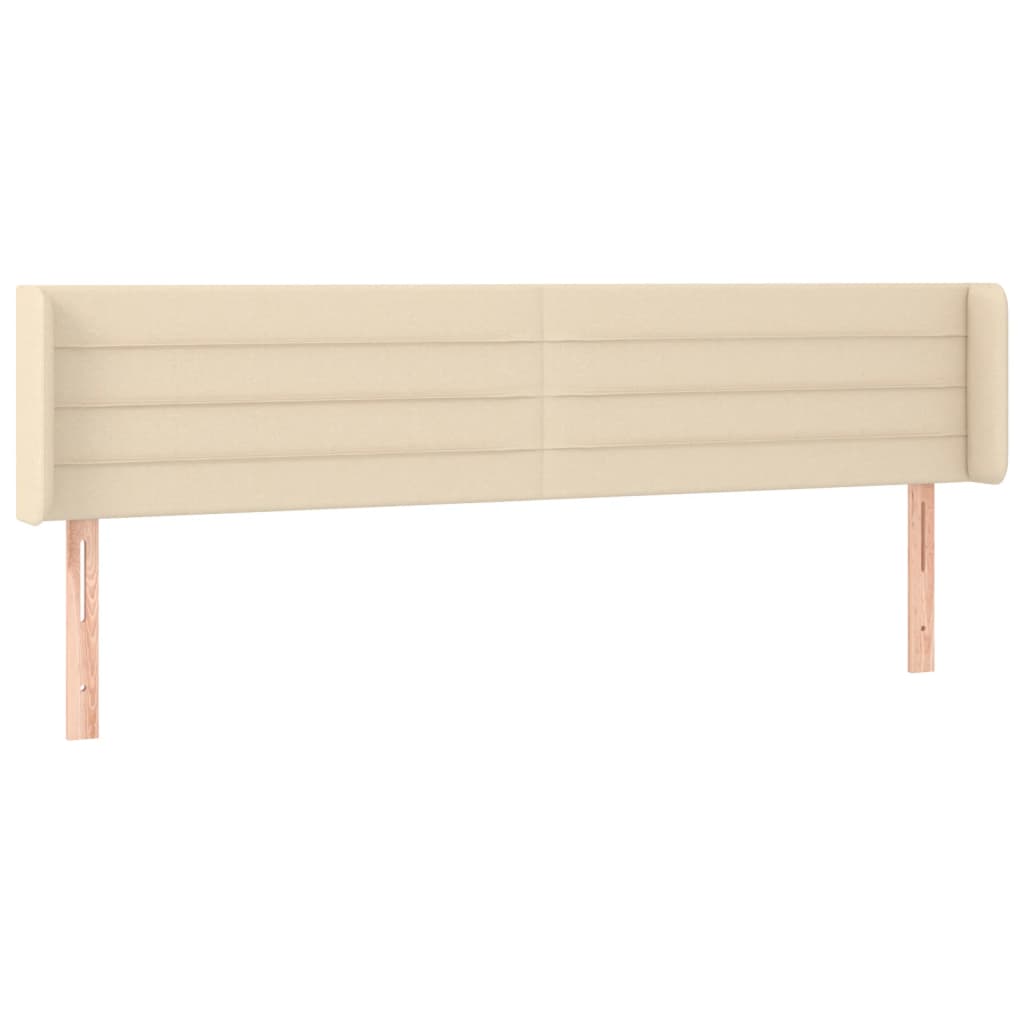 sengegavl med LED-lys 203x16x78/88 cm stof cremefarvet