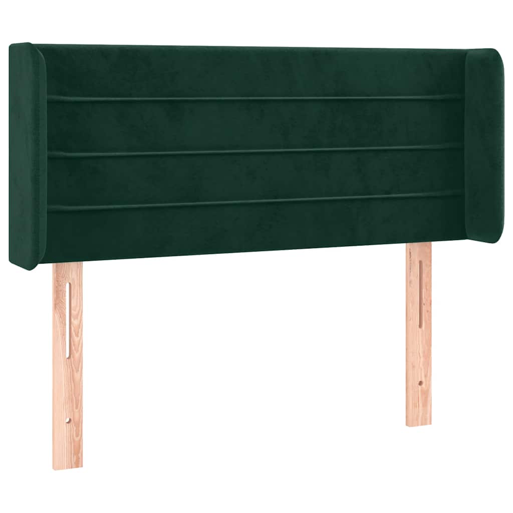 sengegavl med LED-lys 93x16x78/88 cm fløjl Mørkegrøn