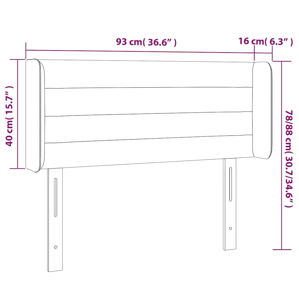 sengegavl med LED-lys 93x16x78/88 cm fløjl Mørkegrøn