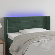 sengegavl med LED-lys 93x16x78/88 cm fløjl Mørkegrøn