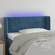 sengegavl med LED-lys 93x16x78/88 cm fløjl Mørkeblå