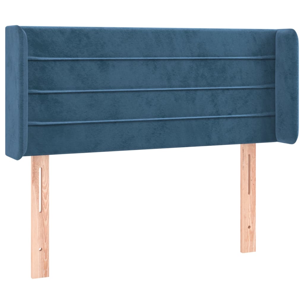 sengegavl med LED-lys 103x16x78/88 cm fløjl mørkeblå