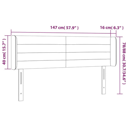 sengegavl med LED-lys 147x16x78/88 cm fløjl sort