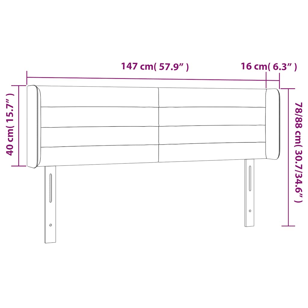sengegavl med LED-lys 147x16x78/88 cm fløjl mørkegrøn