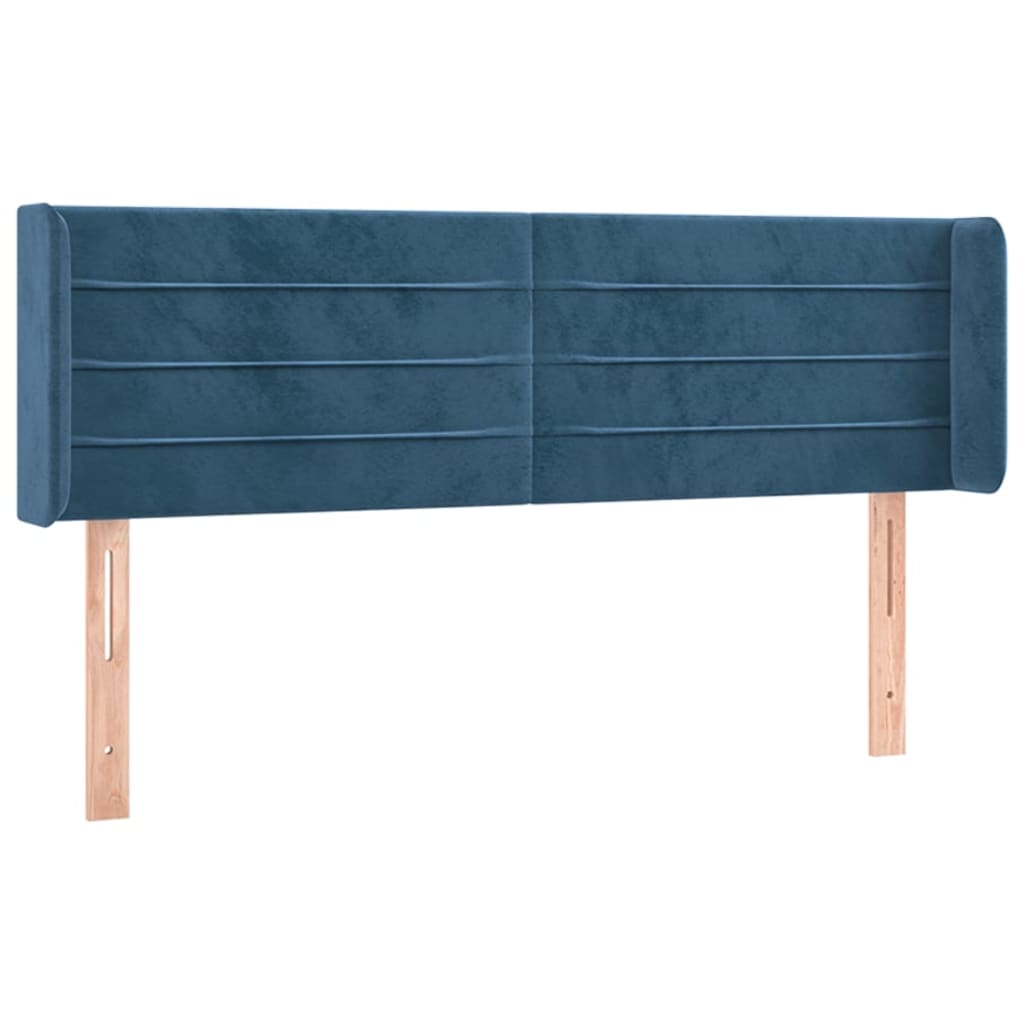sengegavl med LED-lys 147x16x78/88 cm fløjl mørkeblå