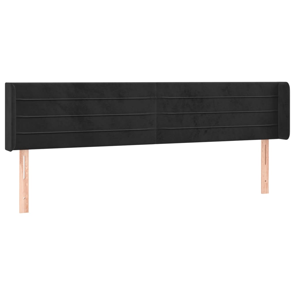sengegavl med LED-lys 163x16x78/88 cm fløjl sort