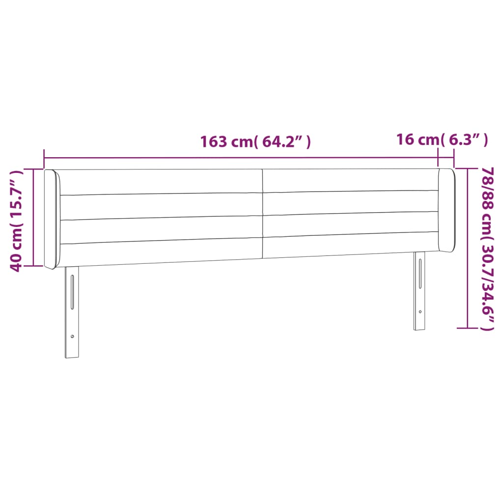 sengegavl med LED-lys 163x16x78/88 cm fløjl mørkegrøn