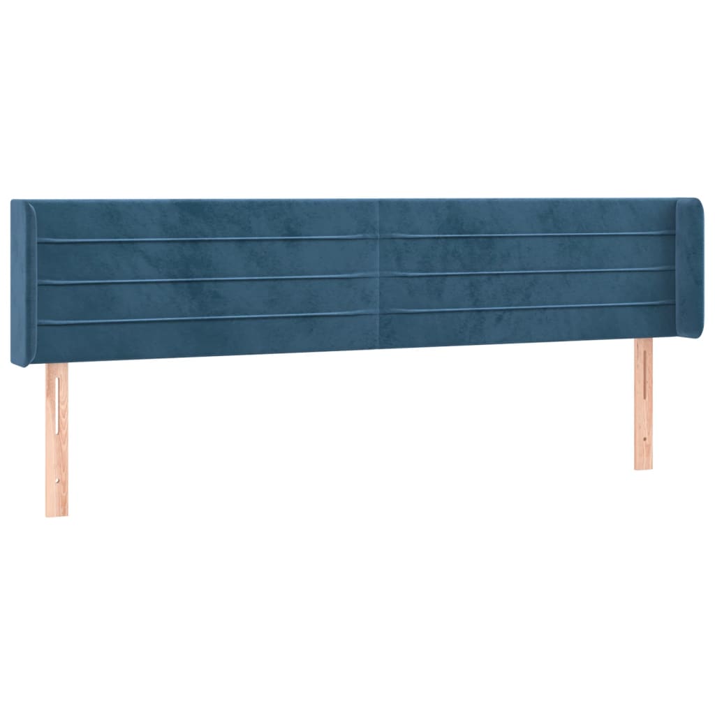 sengegavl med LED-lys 163x16x78/88 cm fløjl mørkeblå