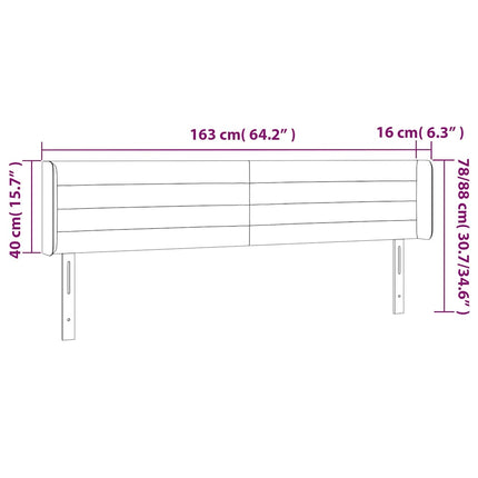 sengegavl med LED-lys 163x16x78/88 cm fløjl mørkeblå