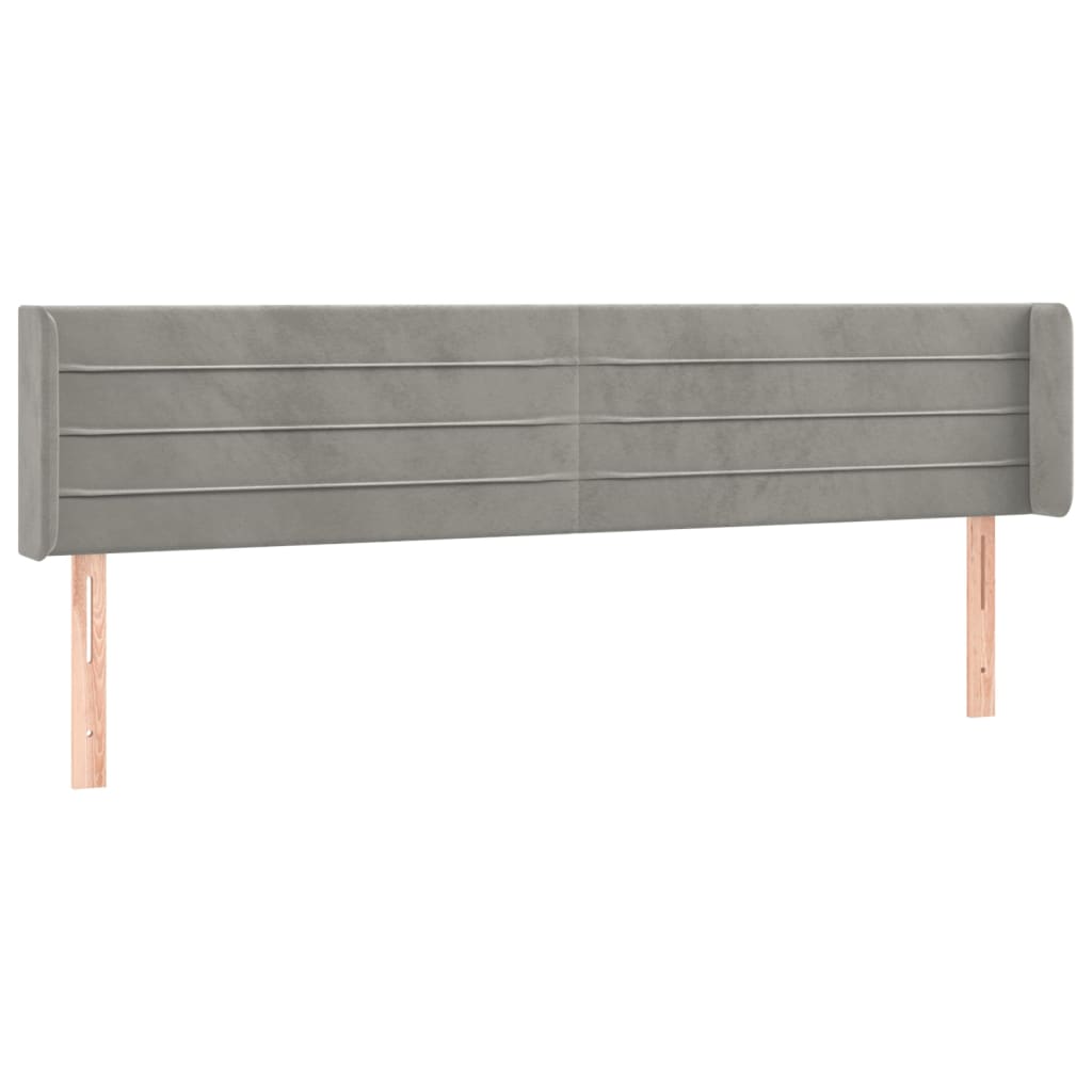 sengegavl med LED-lys 183x16x78/88 cm fløjl lysegrå