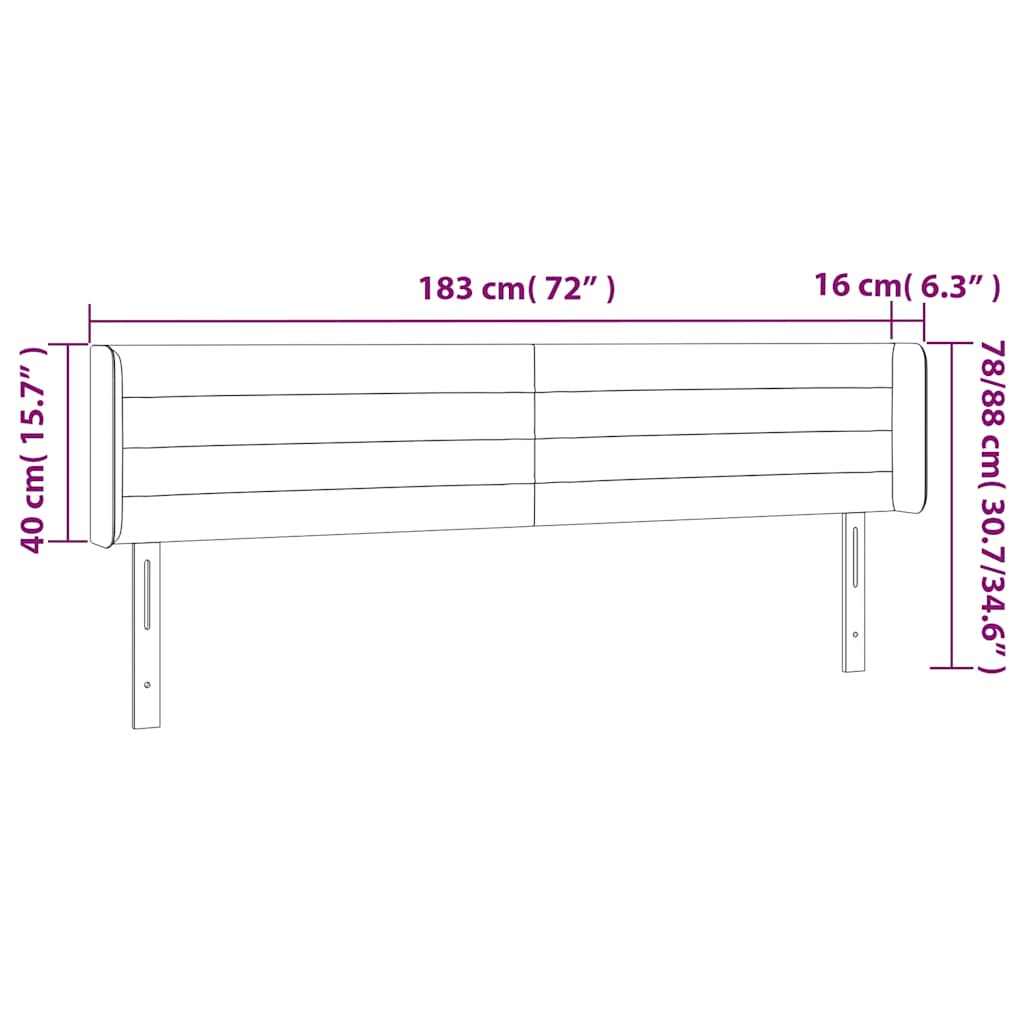sengegavl med LED-lys 183x16x78/88 cm fløjl mørkegrøn