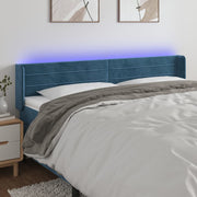 sengegavl med LED-lys 183x16x78/88 cm fløjl mørkeblå
