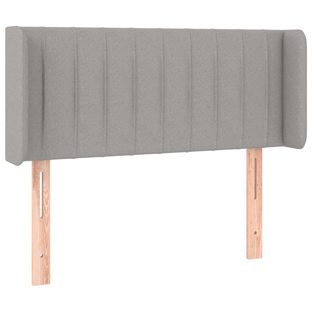 sengegavl med LED-lys 93x16x78/88 cm stof lysegrå