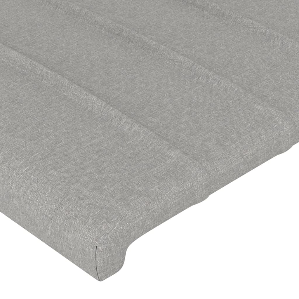 sengegavl med LED-lys 93x16x78/88 cm stof lysegrå