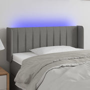 sengegavl med LED-lys 93x16x78/88 cm stof mørkegrå