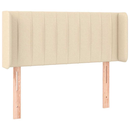 sengegavl med LED-lys 93x16x78/88 cm stof cremefarvet