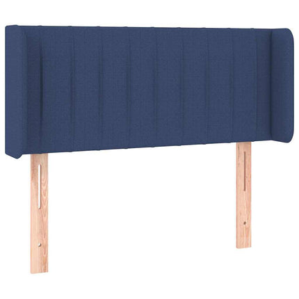 sengegavl med LED-lys 93x16x78/88 cm stof blå