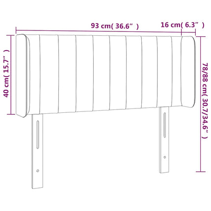 sengegavl med LED-lys 93x16x78/88 cm stof blå