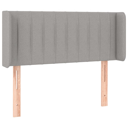 sengegavl med LED-lys 103x16x78/88 cm stof lysegrå
