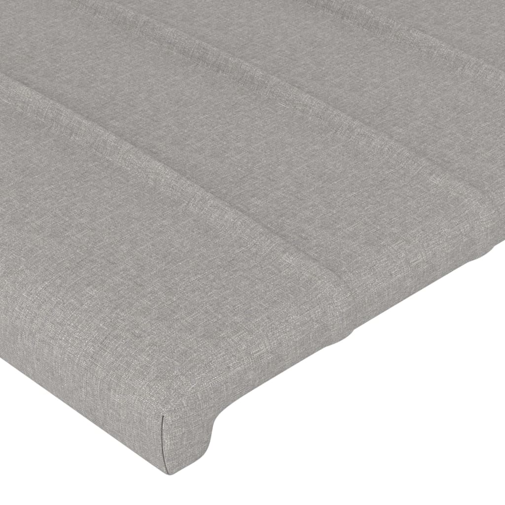 sengegavl med LED-lys 183x16x78/88 cm stof lysegrå