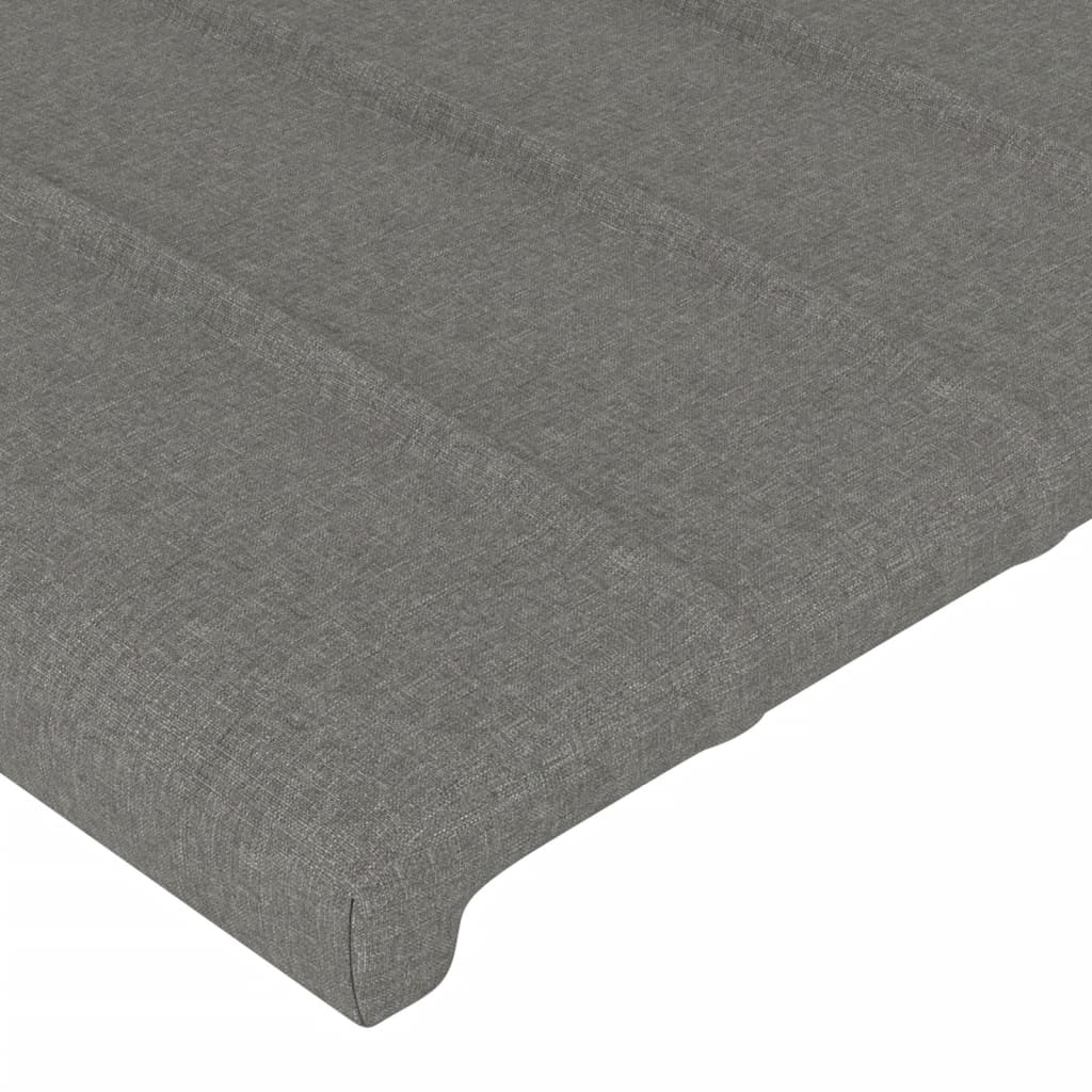 sengegavl med LED-lys 183x16x78/88 cm stof mørkegrå