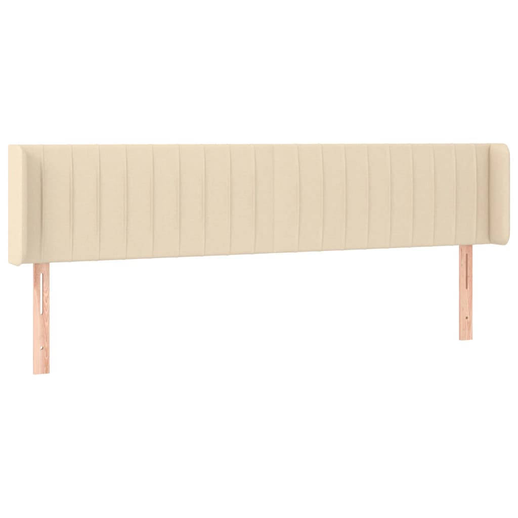 sengegavl med LED-lys 183x16x78/88 cm stof cremefarvet