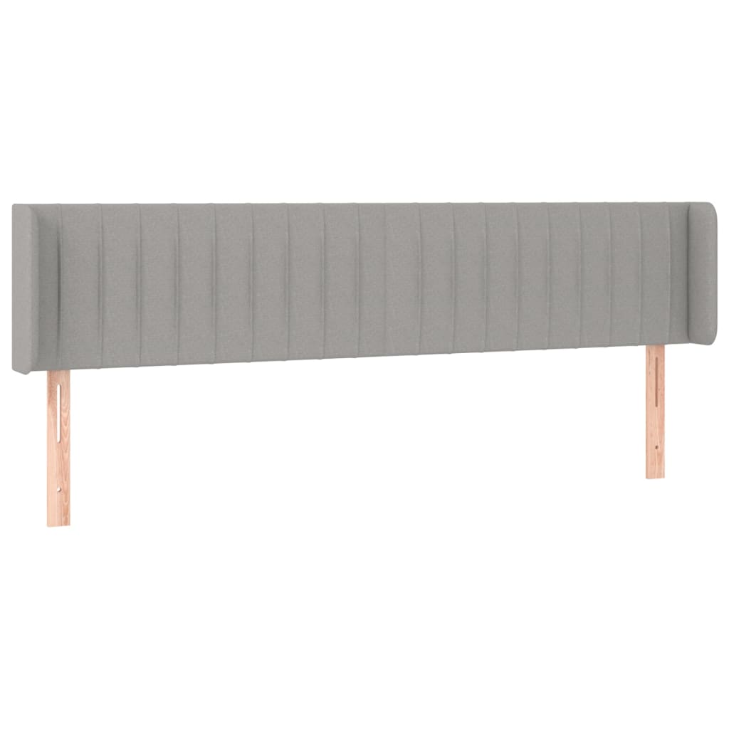 sengegavl med LED-lys 203x16x78/88 cm stof lysegrå