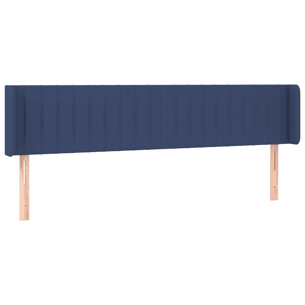 sengegavl med LED-lys 203x16x78/88 cm stof blå