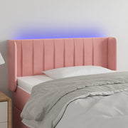 sengegavl med LED-lys 83x16x78/88 cm fløjl lyserød