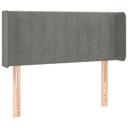 sengegavl med LED-lys 93x16x78/88 cm fløjl lysegrå