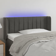 sengegavl med LED-lys 93x16x78/88 cm fløjl mørkegrå