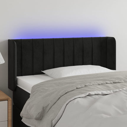 sengegavl med LED-lys 93x16x78/88 cm fløjl sort